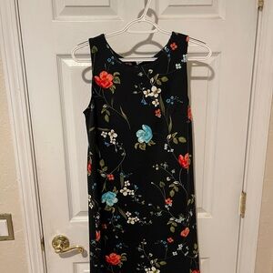 Worthington Black Midi Dress with Floral Print